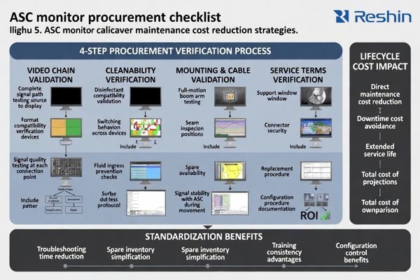 Procurement checks that reduce ASC lifecycle service cost for surgical monitors