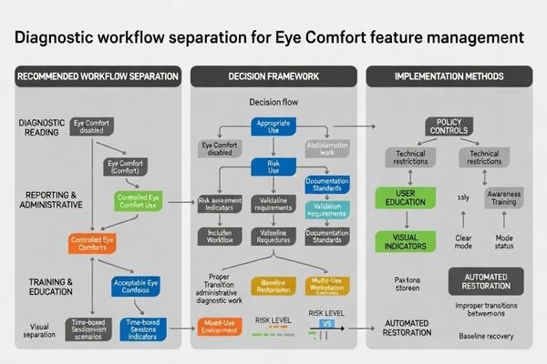 Diagnostic workflow separation diagram showing appropriate Eye Comfort usage scenarios