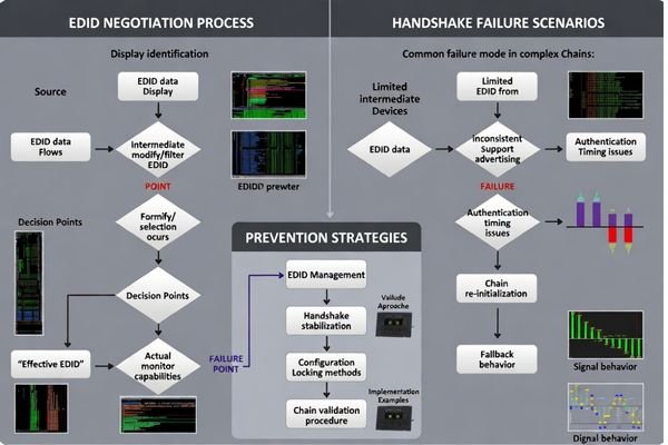 EDID negotiation flowchart showing handshake behavior and fallback triggers