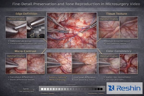 Fine-detail preservation demonstration showing microsurgery video quality requirements