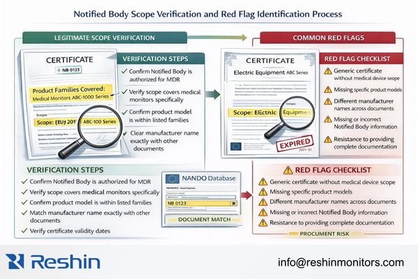 Notified Body scope verification process showing authenticity checking steps