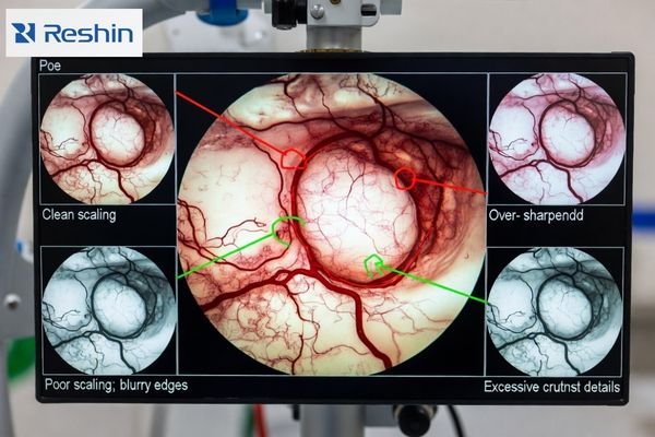 Scaling and image processing effects on neurosurgery microscope video detail preservation