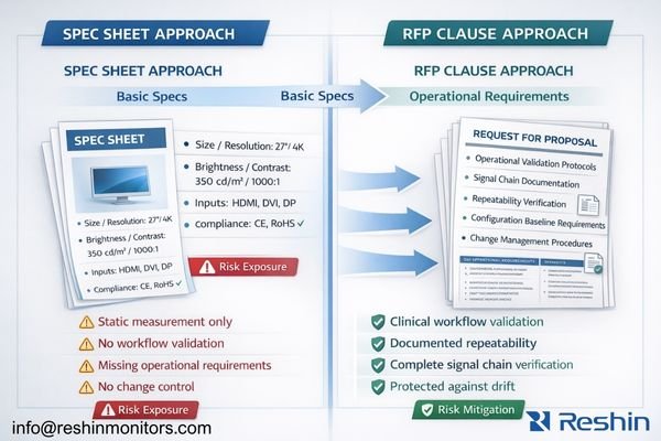 Comparison showing spec sheet limitations versus comprehensive RFP clause coverage