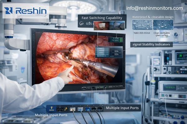 Surgical display demonstration showing OR workflow integration and switching behavior