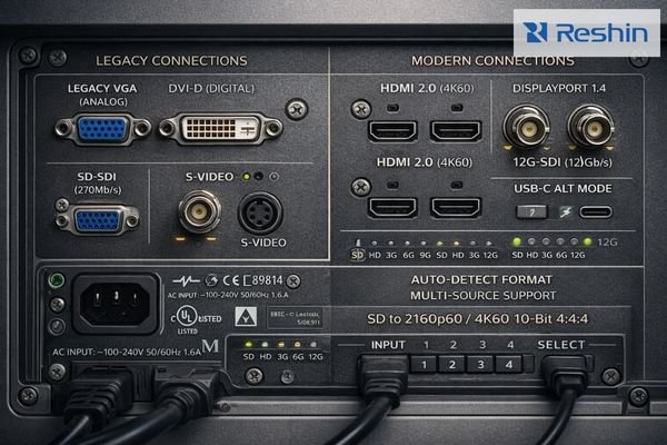 Multiple input connections on surgical display