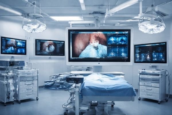 Integrated operating room with multiple medical displays supporting multi-source surgical visualization