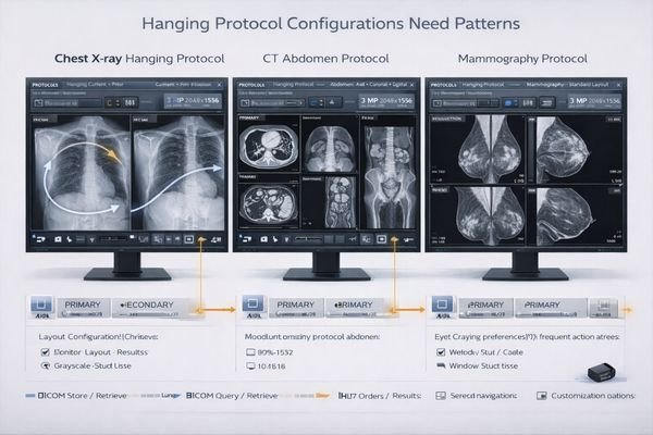 PACS viewers hanging protocols layout rules radiology monitor workflow requirements