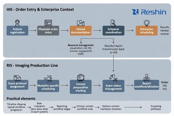 RIS HIS workflow differences imaging care continuum order entry production line
