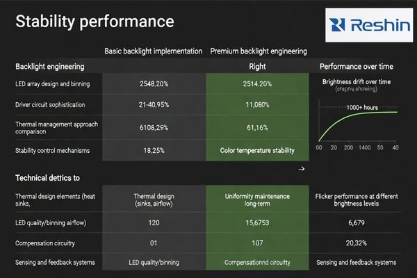 Backlight stability: brightness drift, flicker control, and thermal management