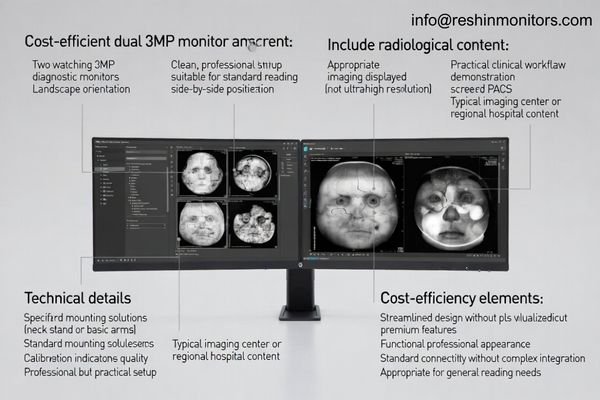 Balanced dual 3MP radiology workstation layout for cost-efficient PACS deployment