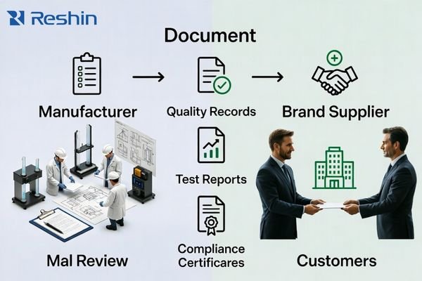 Evidence ownership comparison showing manufacturer original documents versus brand supplier distributed documentation