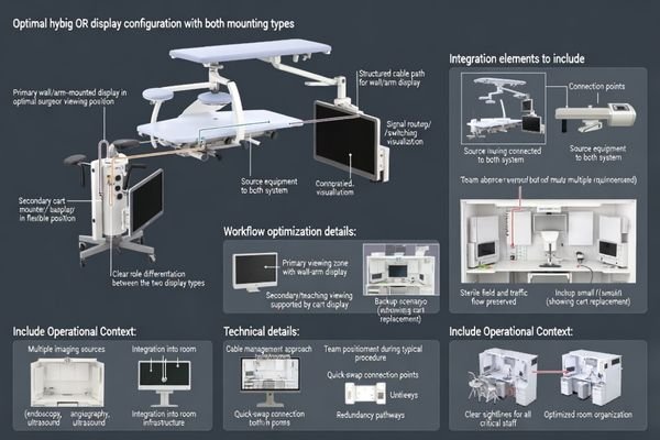fixed primary display plus cart backup hybrid OR architecture