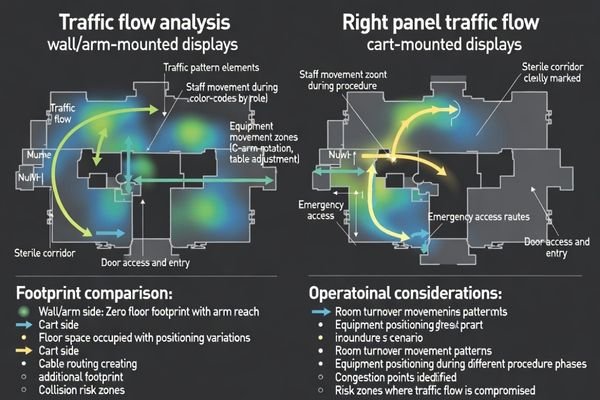 Hybrid OR traffic flow floor footprint wall-mounted vs cart-mounted