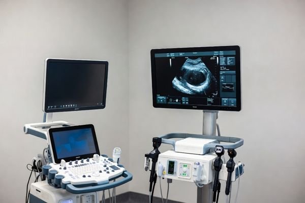 Medical display integrated with endoscopy or ultrasound equipment in a clinical examination room