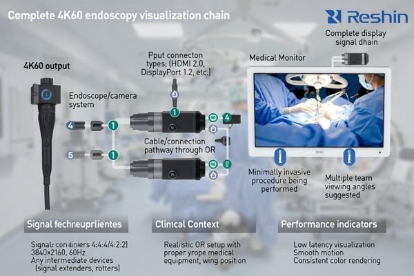 4K60 endoscopy medical display showing stable surgical visualization with reliable signal-chain support
