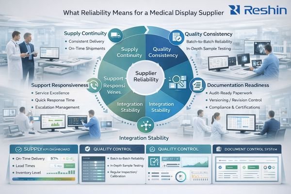 Medical display supplier reliability dimensions: supply, quality consistency, compliance readiness, integration stability, and support