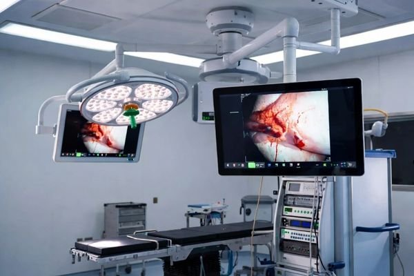 Medical display integrated into a surgical platform in a modern operating room