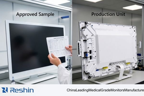 Medical display version alignment between sample and shipment