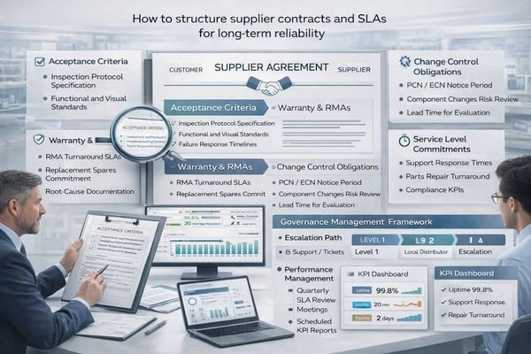 Medical display supplier contract and SLA framework covering acceptance, change control, service, and lifecycle terms