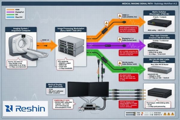 Full signal-chain review from source output to display input in an OEM medical device environment