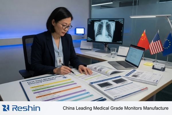 A buyer reviewing a first-time sourcing checklist with items such as application scope, documentation, and supply continuity