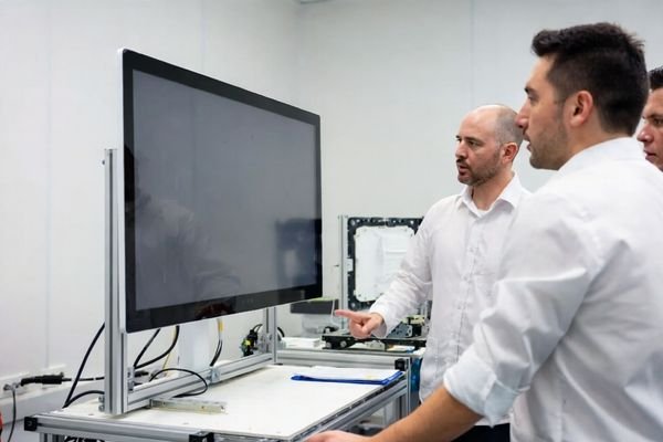 Medical display project support scene with engineering review, OEM evaluation, and system integration discussion