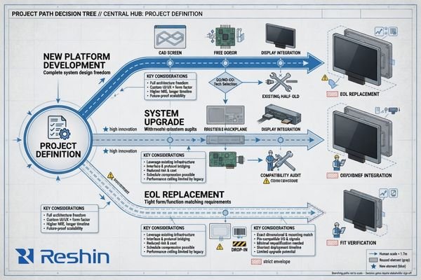 Project paths for new platform development, upgrade programs, and EOL replacement in medical display projects