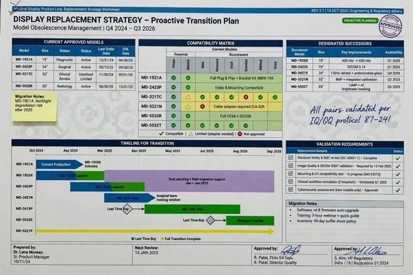 An image showing a program planning worksheet with sections for approved successor path, service replacement, and lifecycle notes