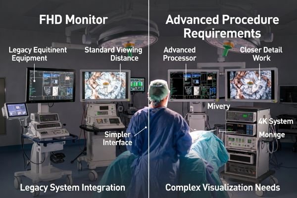 A workflow comparison between an FHD compatibility-focused endoscopy setup and a modern 4K endoscopy system