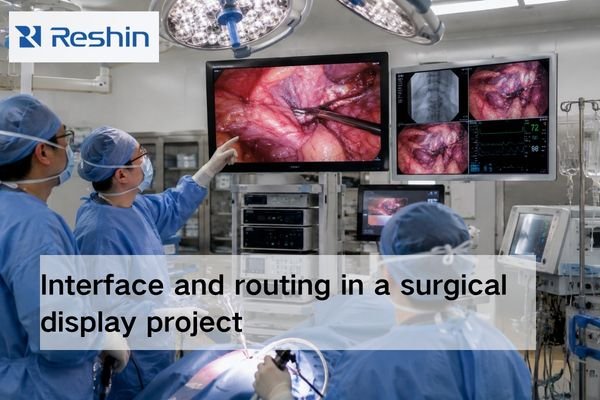 Surgical team reviewing routed endoscopic video on multiple OR displays in an integrated operating room