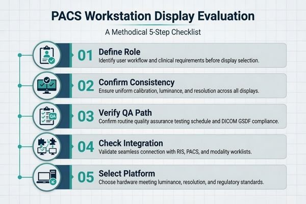A checklist graphic with key items: 1. Define Role, 2. Confirm Consistency, 3. Verify QA Path, 4. Check Integration, 5. Select Platform