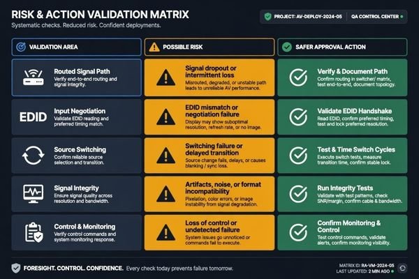Endoscopy display validation matrix