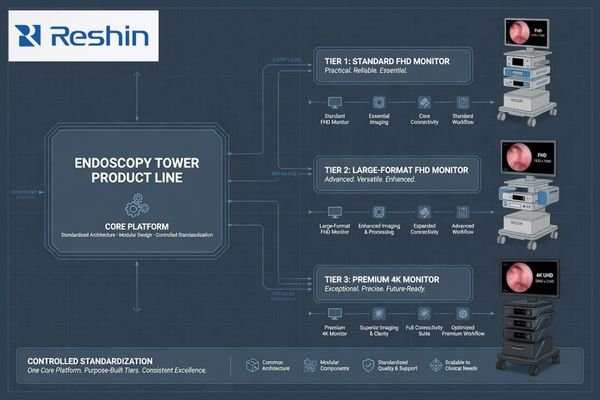 FHD and 4K surgical monitor standardization for endoscopy towers