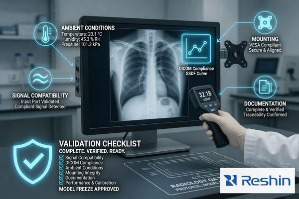Radiology monitor model freeze validation