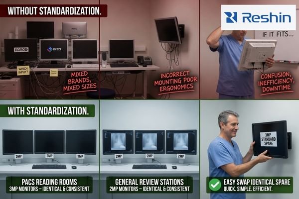 Radiology monitor standardization across rooms