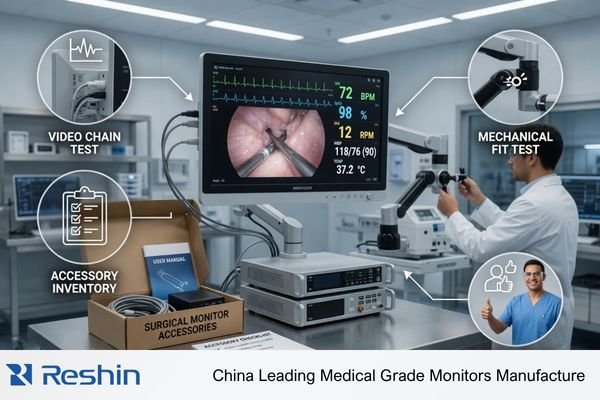 Surgical monitor sample testing items