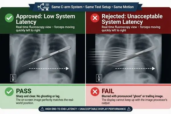 C-Arm end-to-end latency and motion behavior evaluation