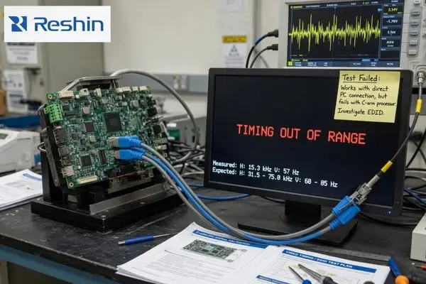 C-Arm source output resolution and signal timing validation