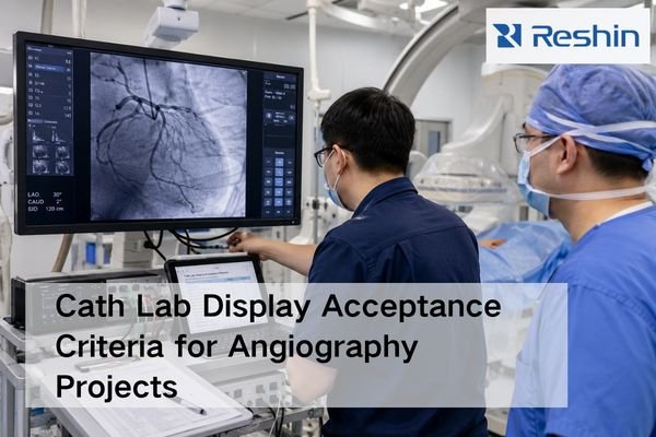 Cath lab display validation with angiography image and signal-chain testing