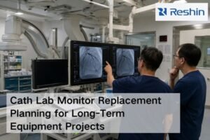 Cath lab monitor replacement validation in an interventional imaging room with angiography equipment