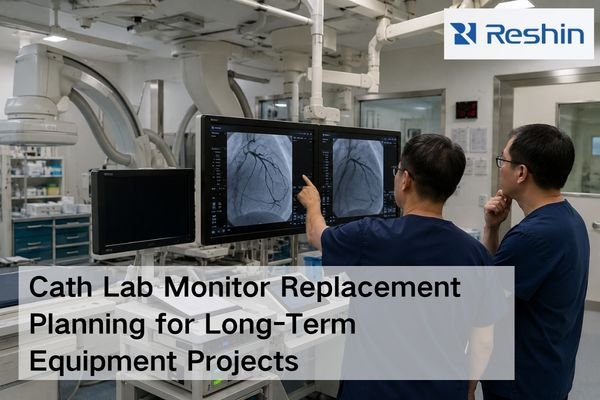 Cath lab monitor replacement validation in an interventional imaging room with angiography equipment
