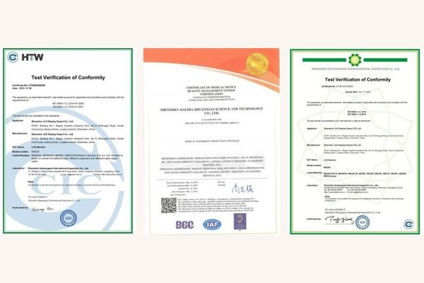 Reshin medical display CE certificates and ISO quality system certifications